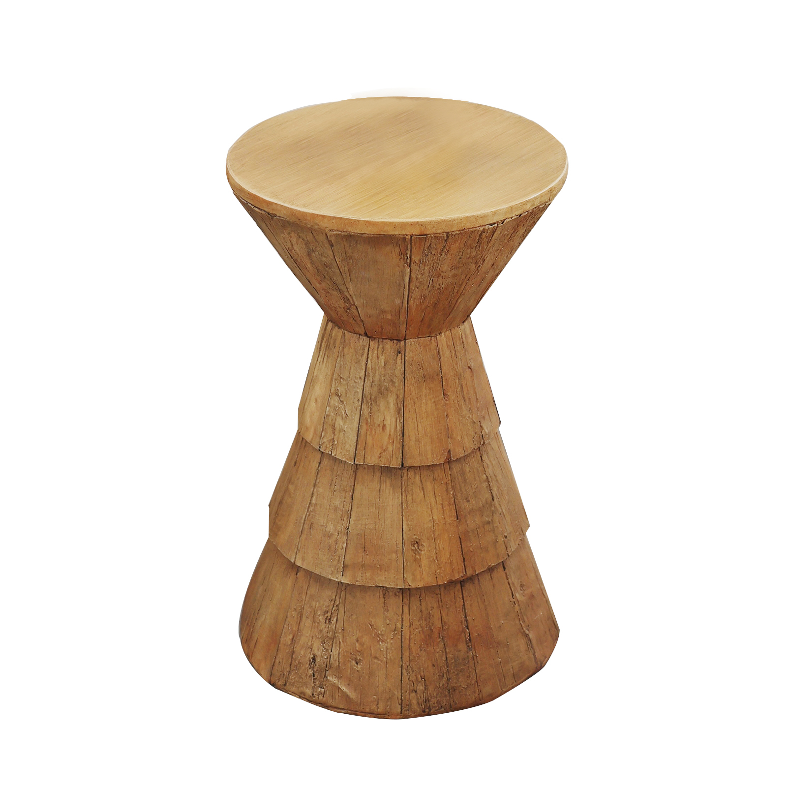 Round Faux Wood Coffee Table Concrete Side Table 31 x 31 x 52cm