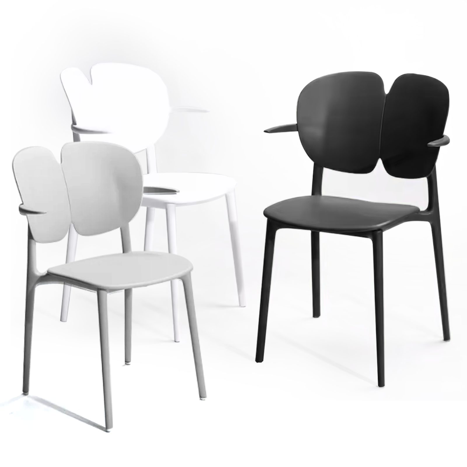 4 pcs Dining Chairs Kitchen Chair Plastic Stackable Modern Chairs Living Room - Black