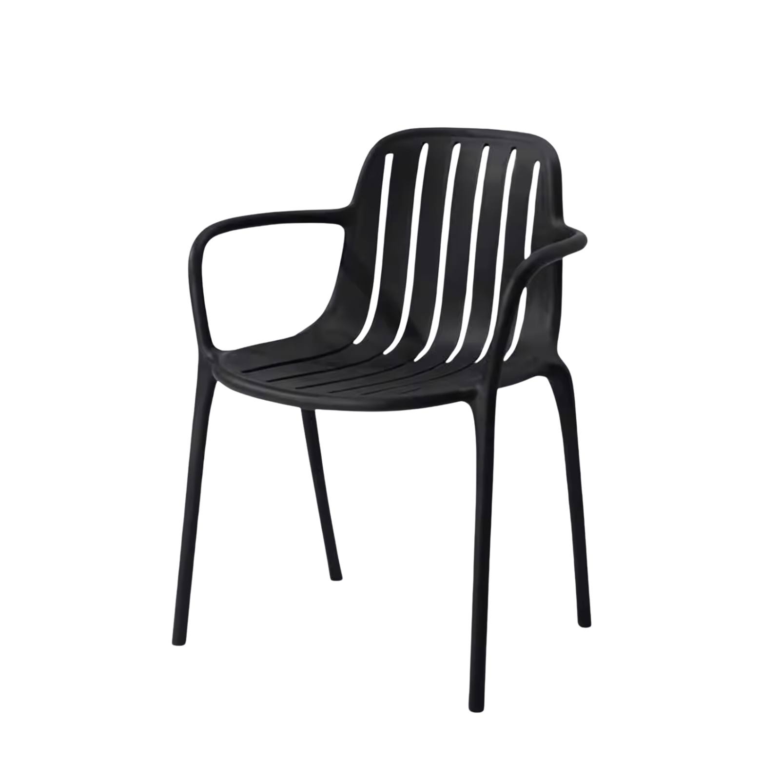 4 pcs Dining Chair Kitchen Chairs Plastic Stackable Modern Chairs Living Room - Black