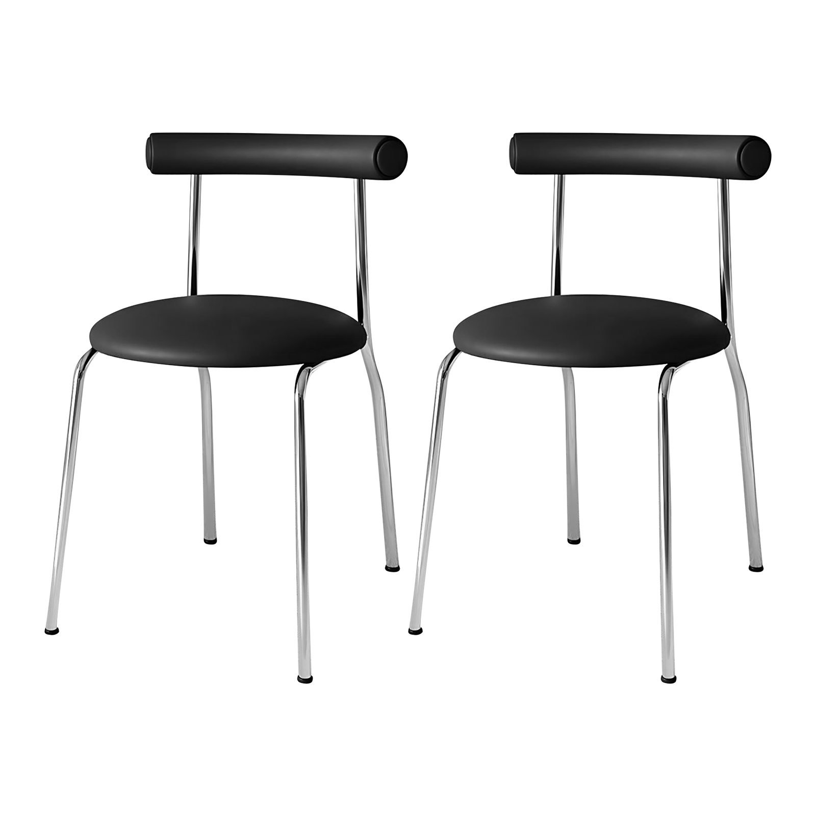 Set of 2 Modern PU Leather Dining Chair Padded Armless Side Chair Steel Frame - Black