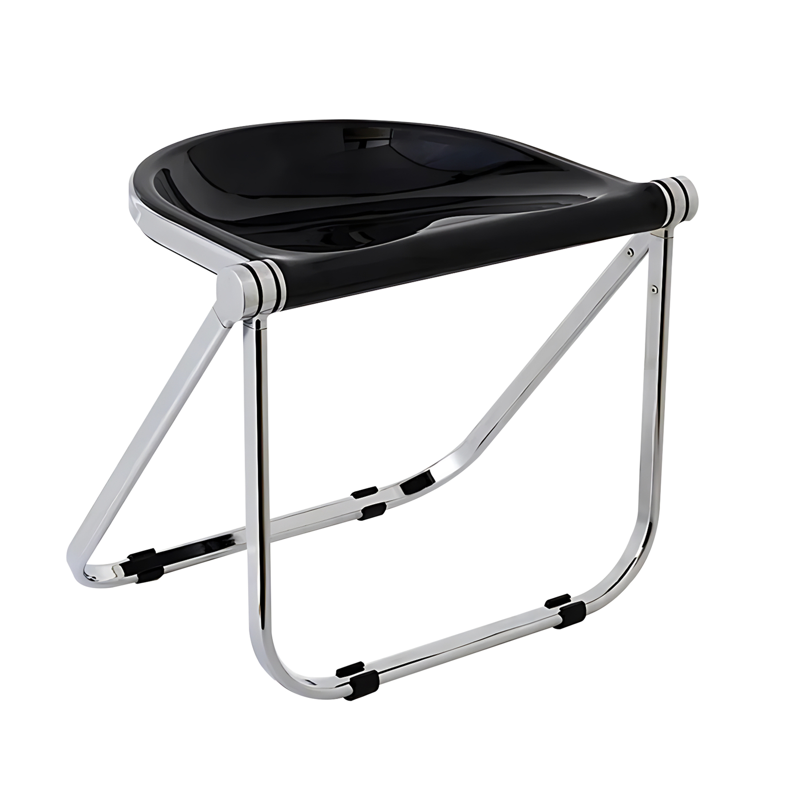 Replica Giancarlo Piretti Pluff Stools | Folding Stool Seat Portable Fold Chair Plastic Foldable Dining Room Chair - Black