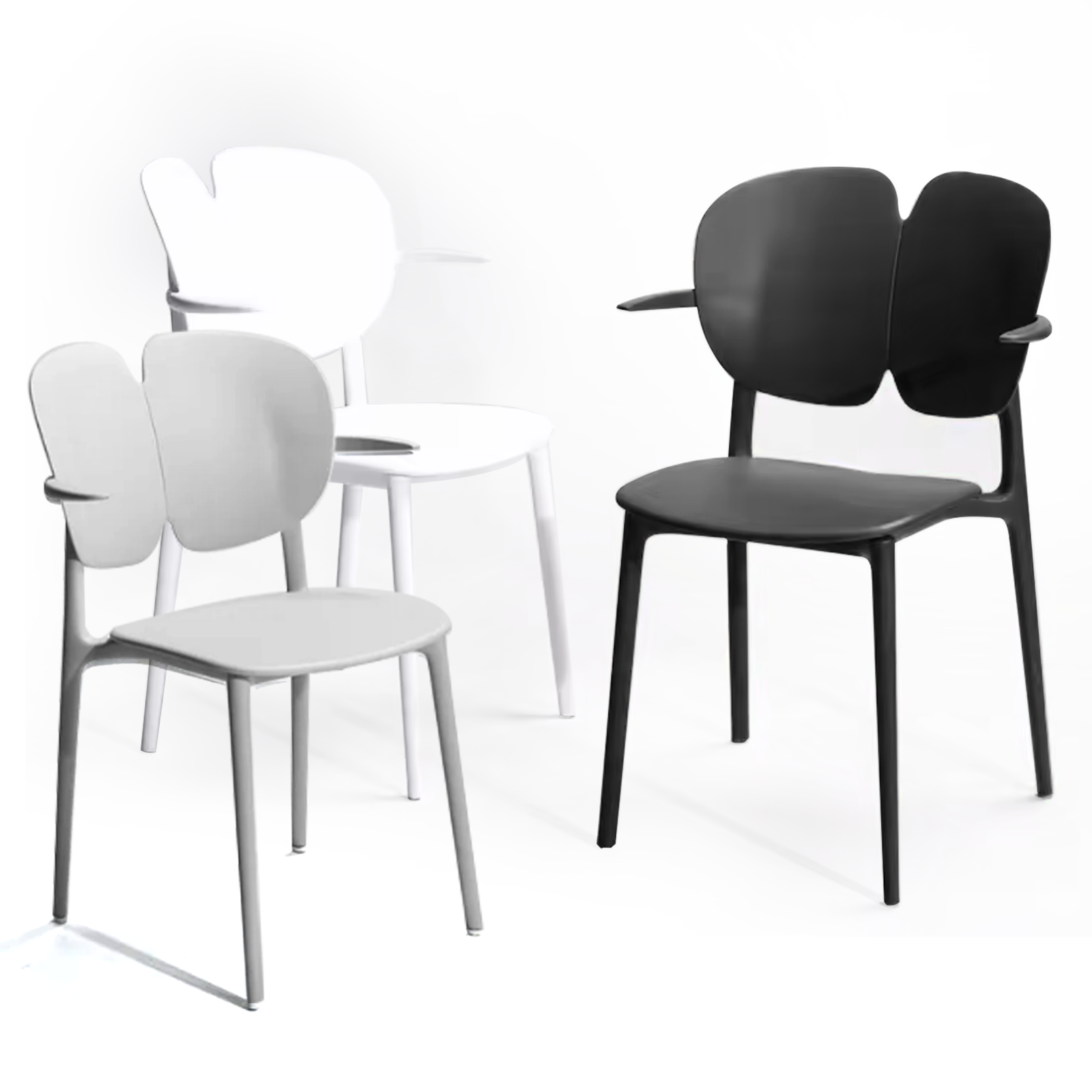 4 pcs Dining Chairs Kitchen Chair Plastic Stackable Modern Chairs Living Room - 3 Colours