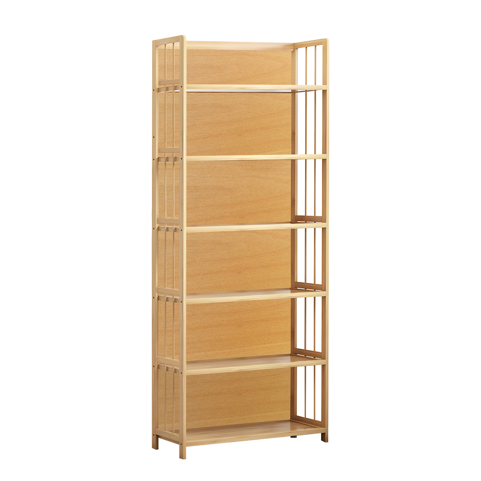 6 Tier Bamboo Wood Display Shelf Stand Adjustable Storage Book Shelves Rack 