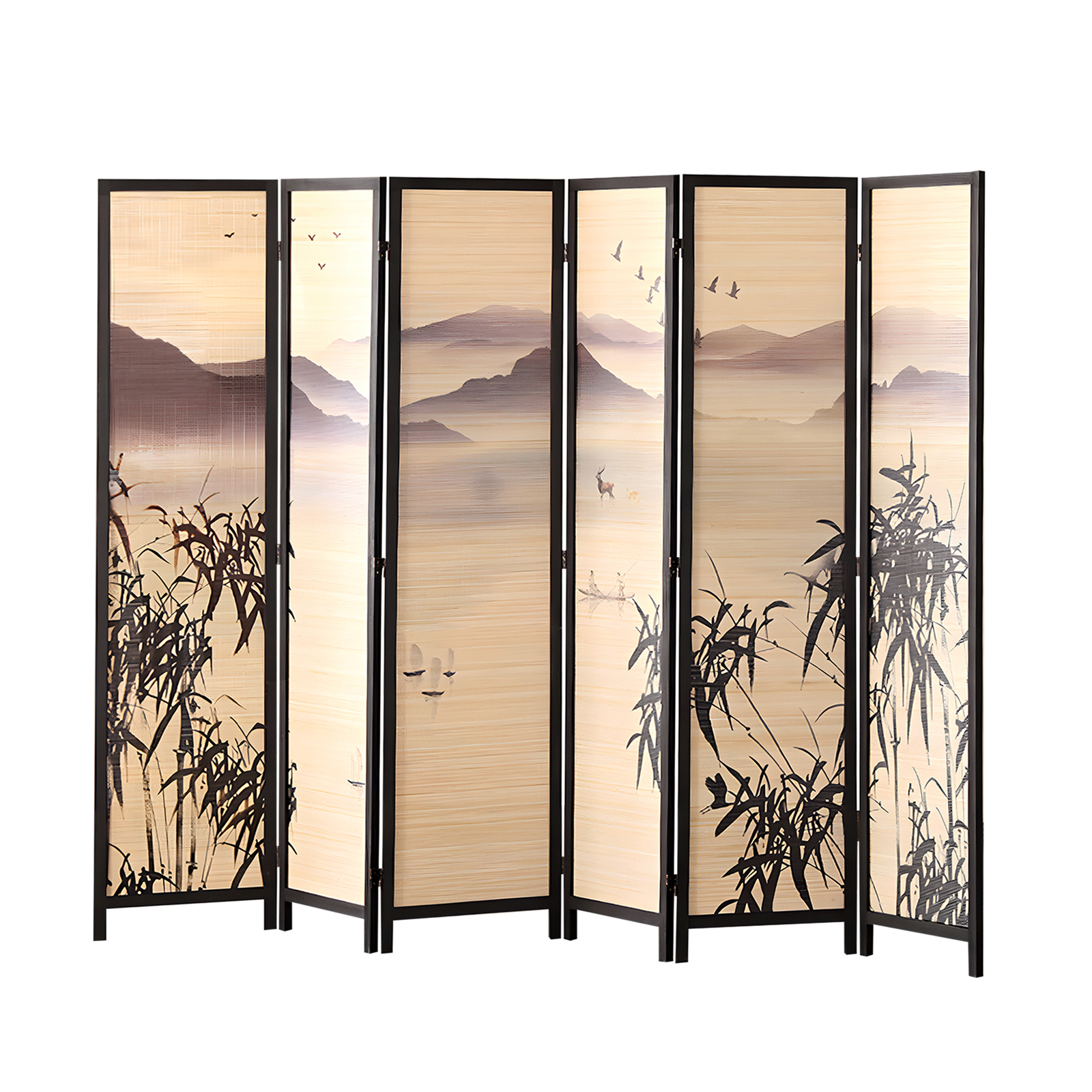 6 Panel Room Divider Screen Partition Privacy Fold Dividers Wood Stand