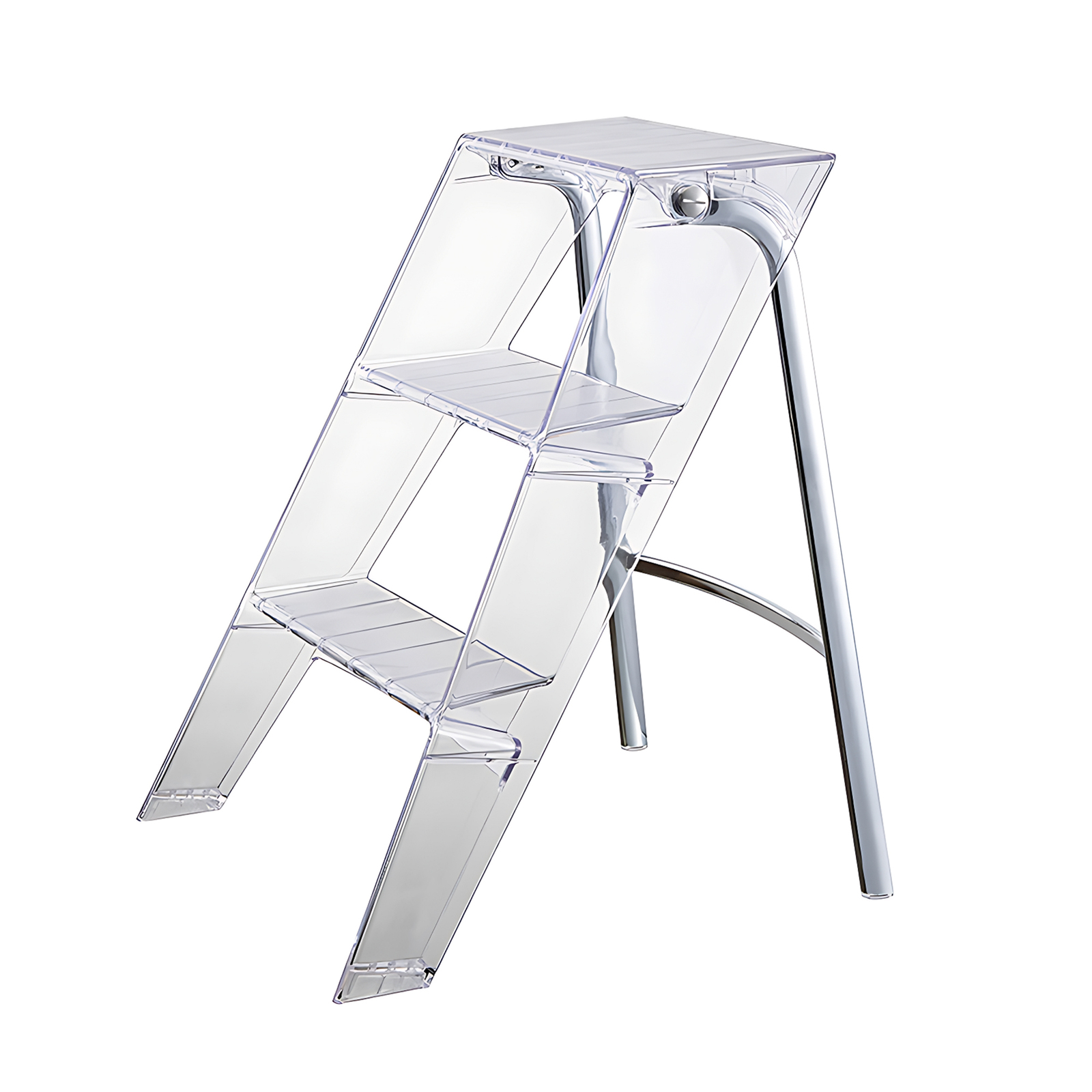 3 Step Ladder Folding Step Stools Side Table | Replica Kartell Upper Step Ladder - Clear