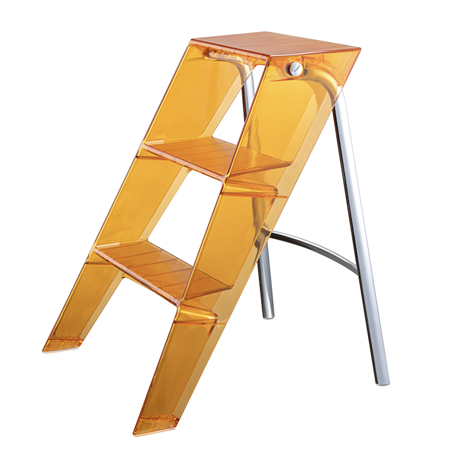 3 Step Ladder Folding Step Stools Side Table | Replica Kartell Upper Step Ladder - Orange