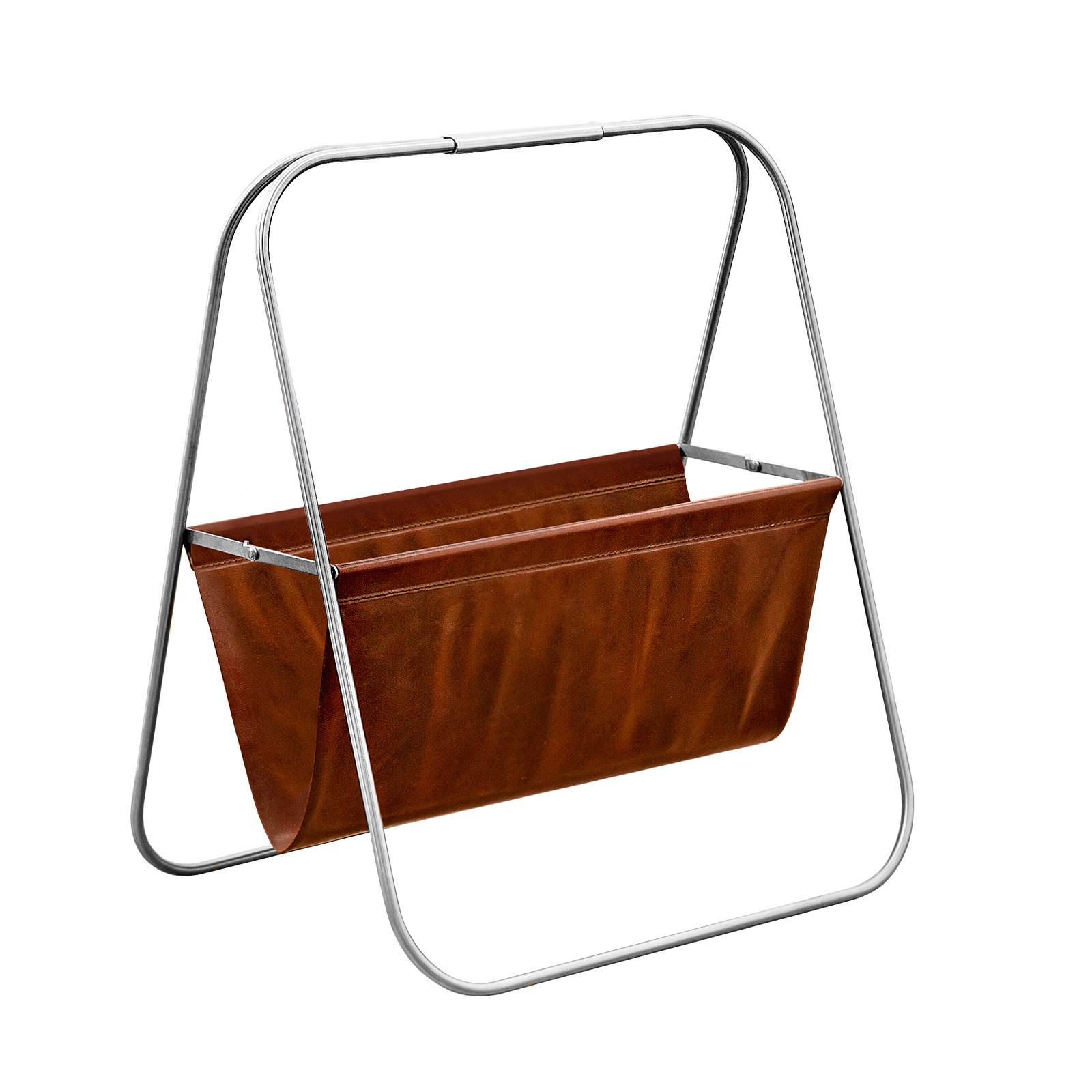 Newspaper Magazine Rack Holder Foldable Steel Leather Storage Living Room