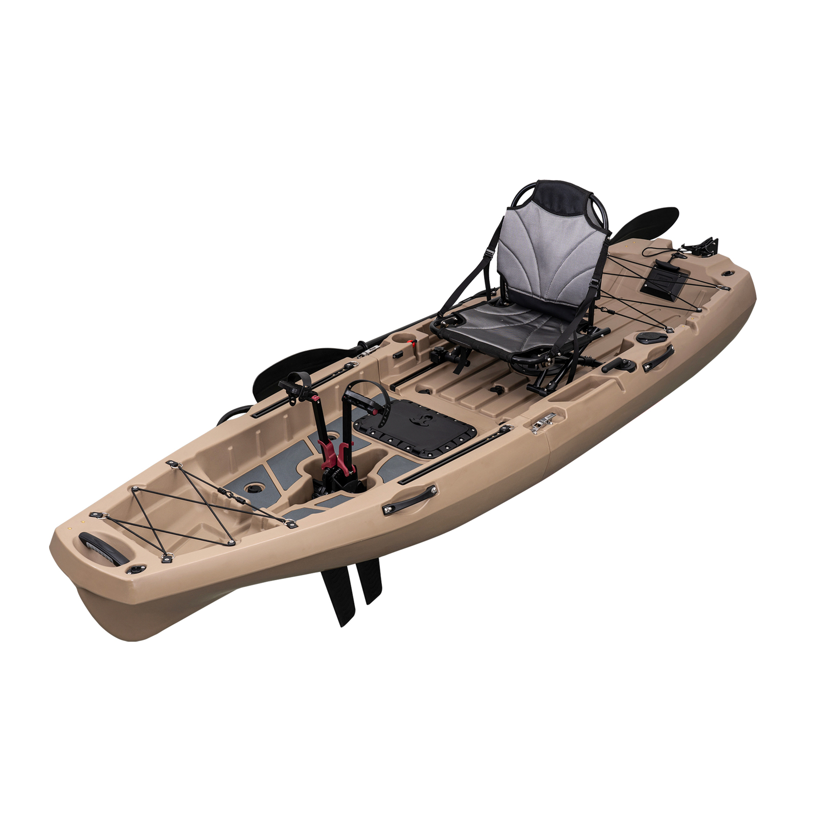 Modular Pedal Drive Fishing Kayak Canoe Boat for Saltwater Freshwater - Brown