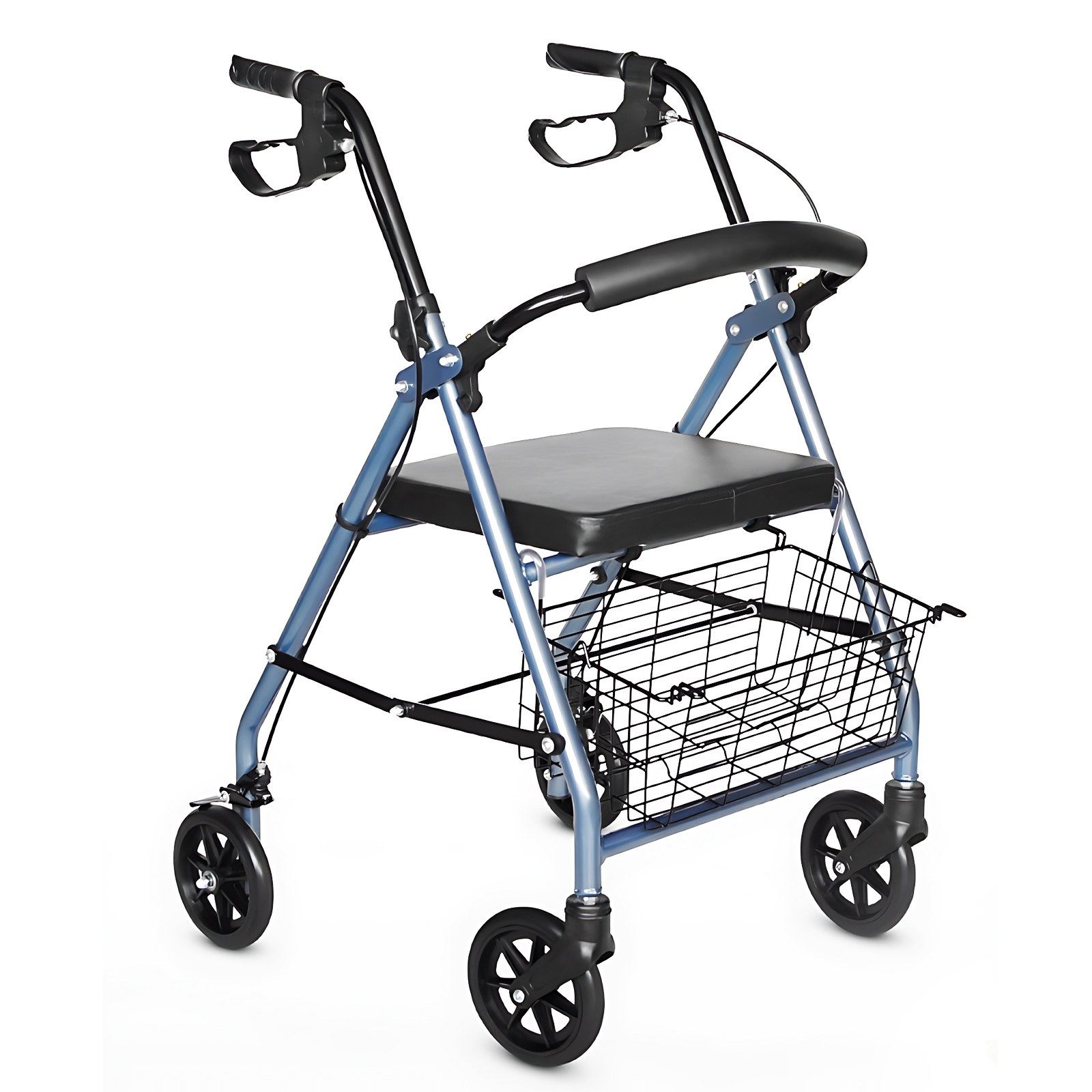 4 Wheel Rollator Walking Frame Foldable Rollator X-Fold Walker Aid for Seniors