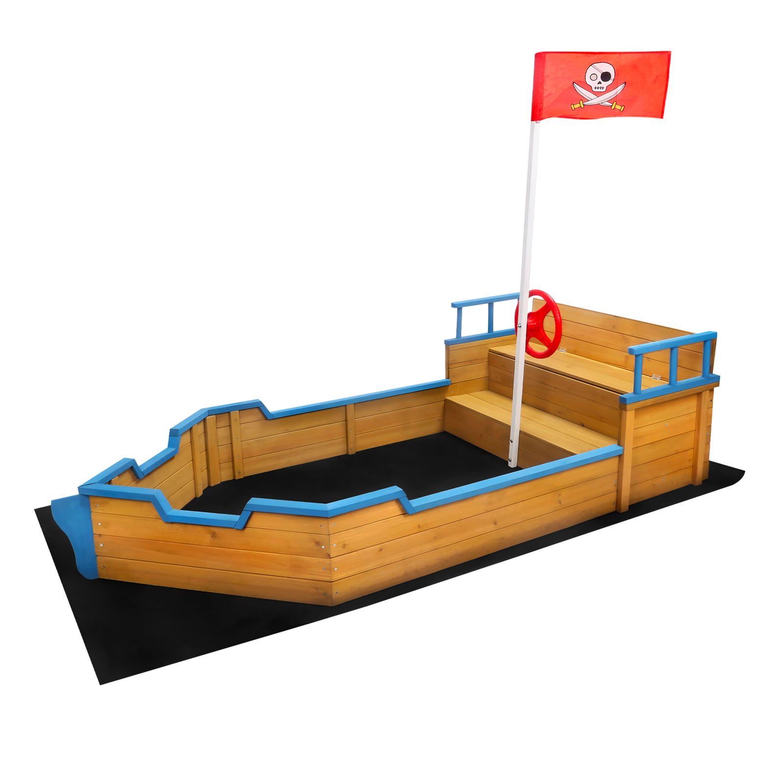 Wooden Boat Sand Pit Kids Sandpit Outdoor Play Sandbox with Storage