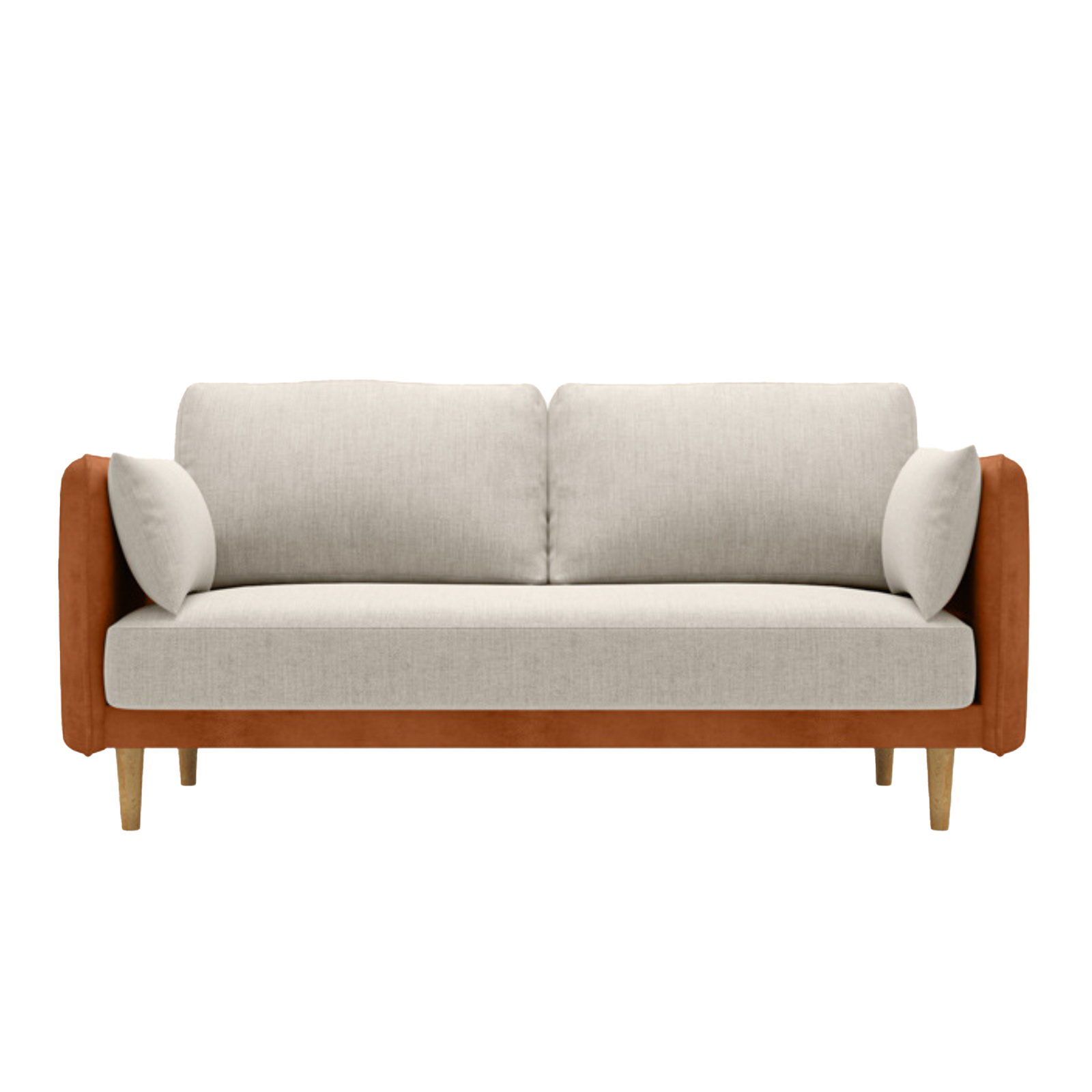 160cm Modern Sofa Large Double 2-3 Seater Couch - White and Orange