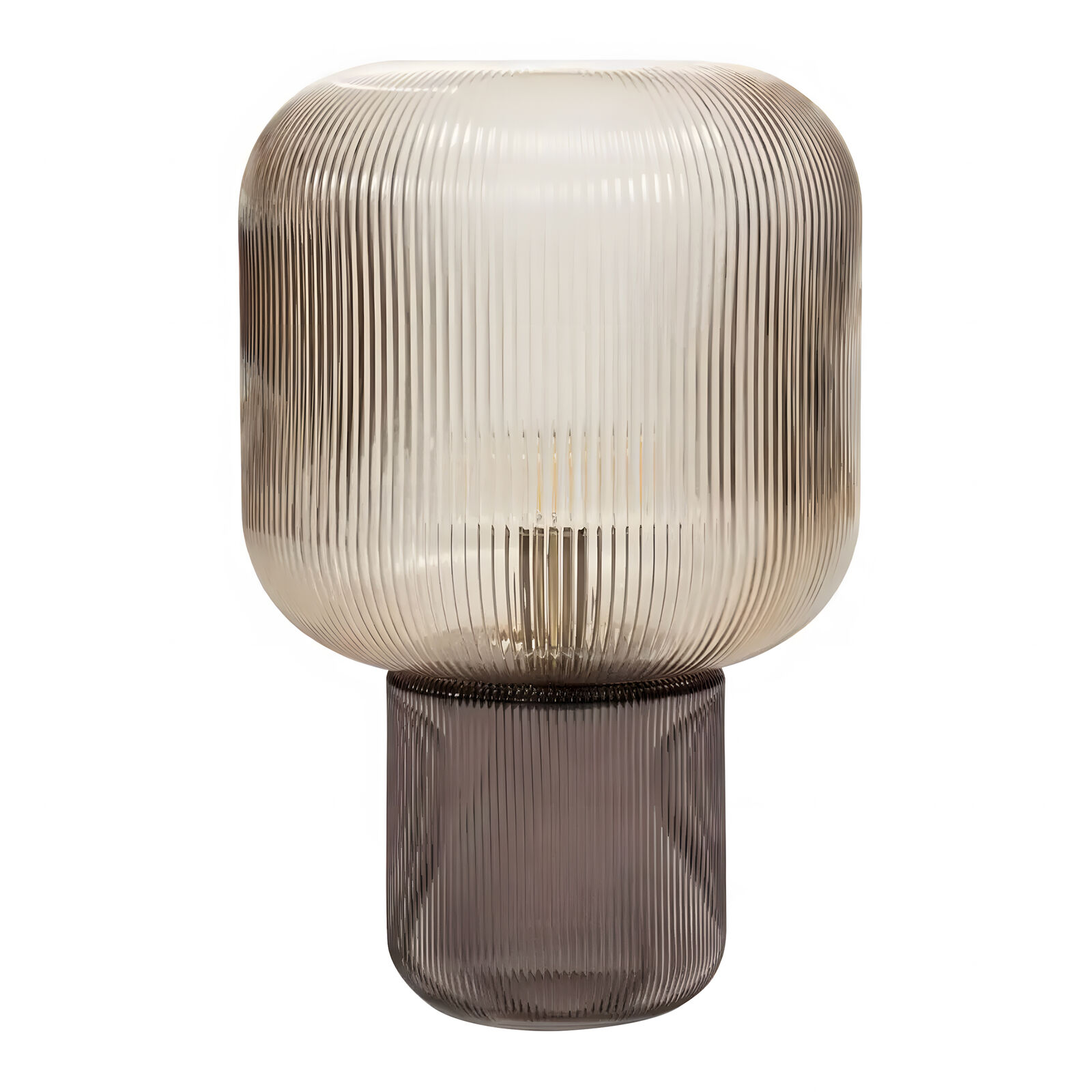 Ribbed Smoked Glass Table Lamp