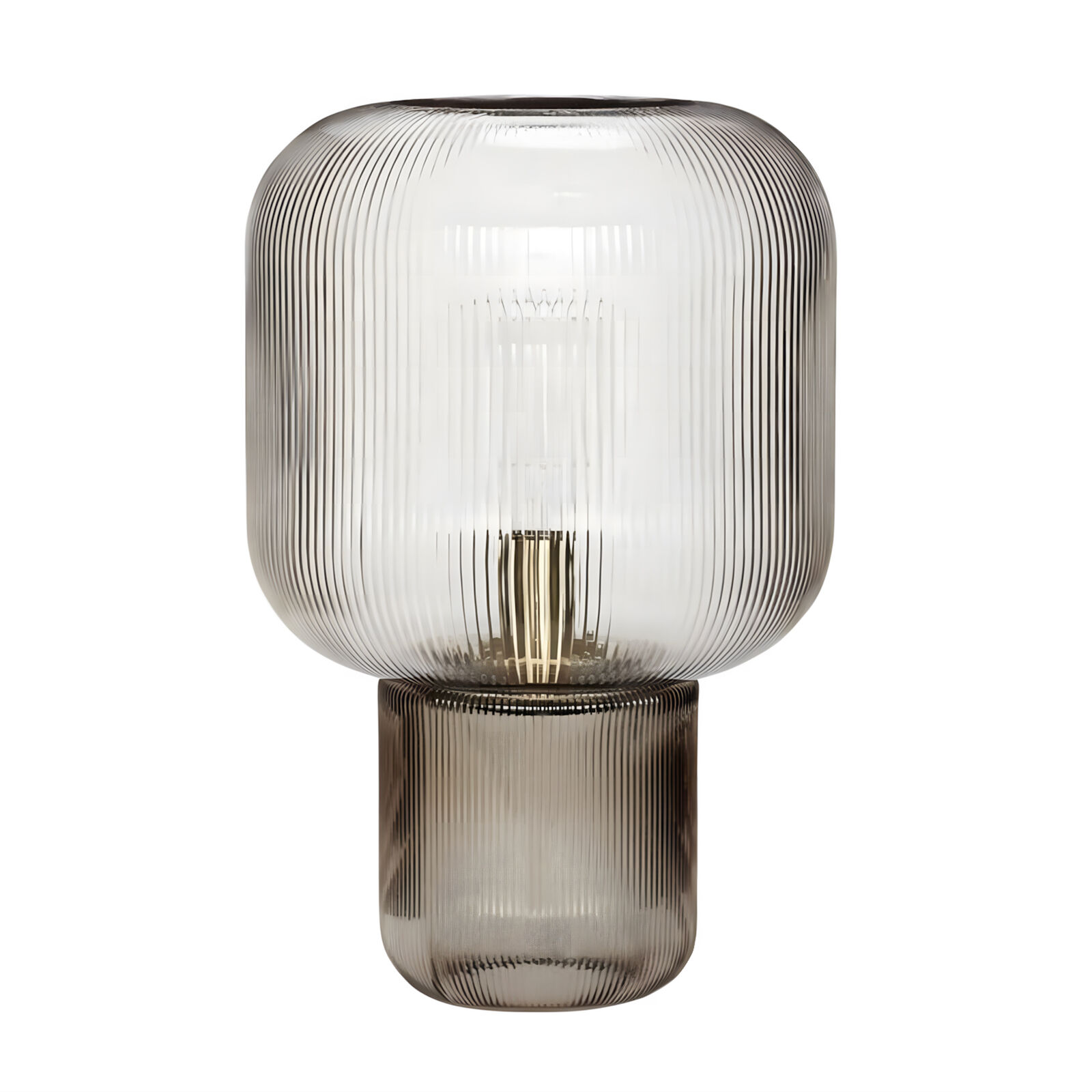 Ribbed Smoked Glass Table Lamp - Smoked Grey