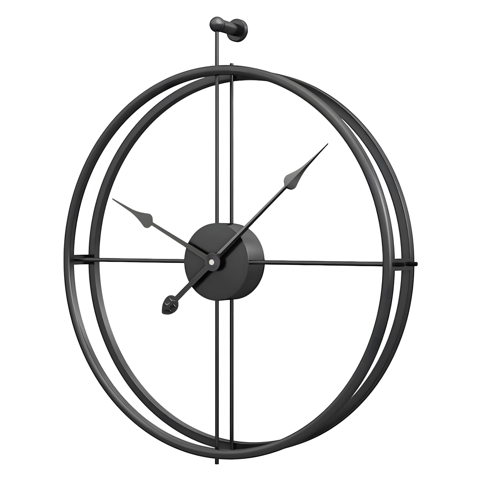 60cm Round Metal Wall Clock Large Black Frame Modern Industrial Wall Art Décor 