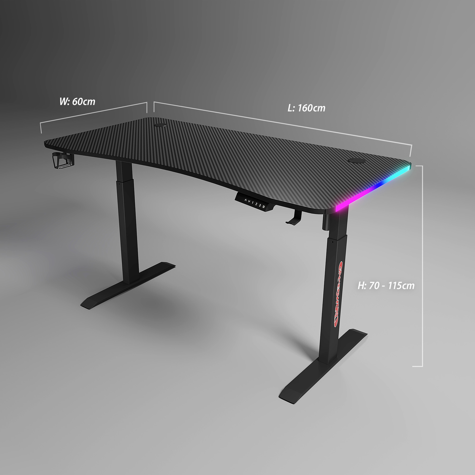 MIUZ RGB LED Gaming Desk Computer Home Office Writing Desk Racer Table