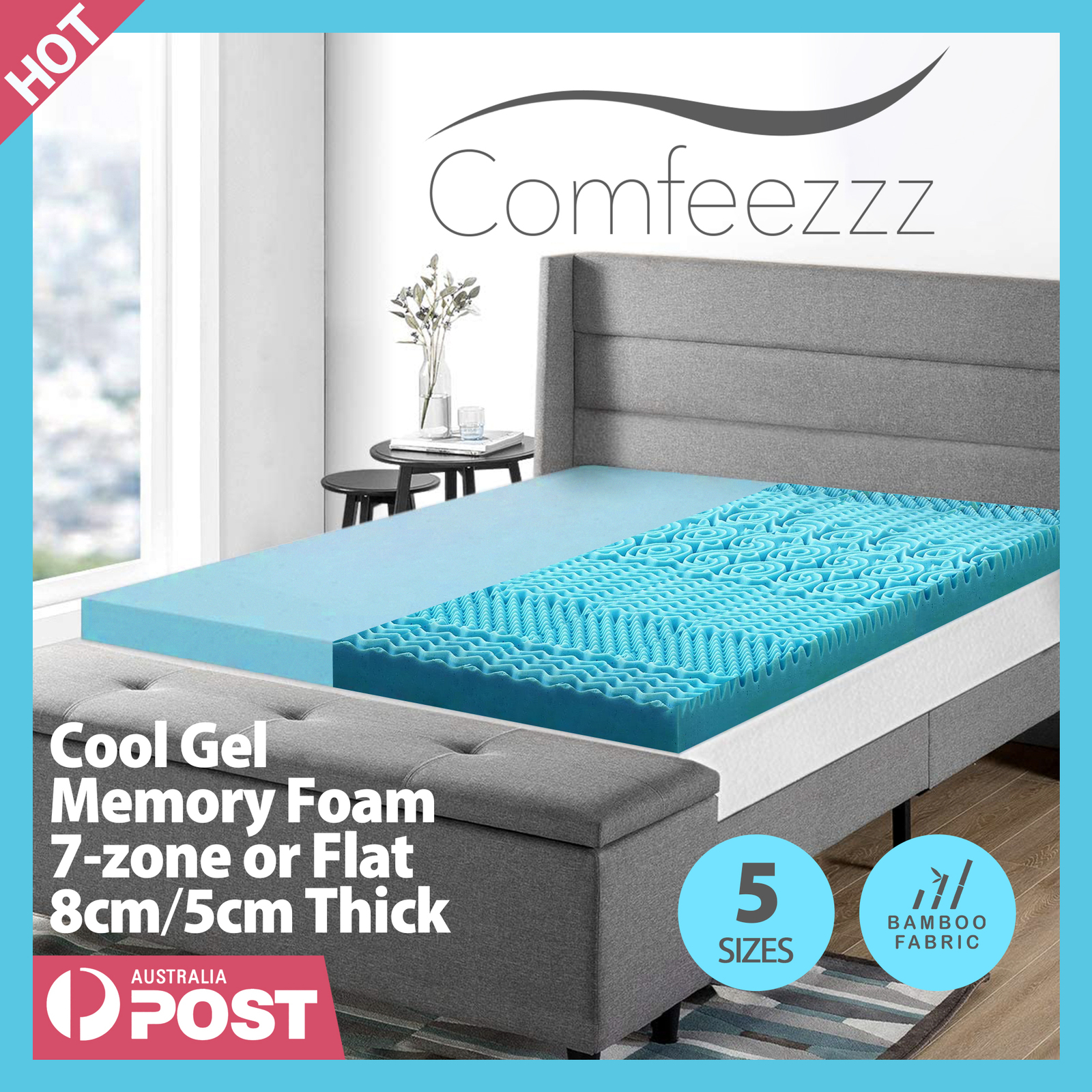 Cool Gel Memory Foam Mattress Protector Topper Bamboo Cover Underlay ...