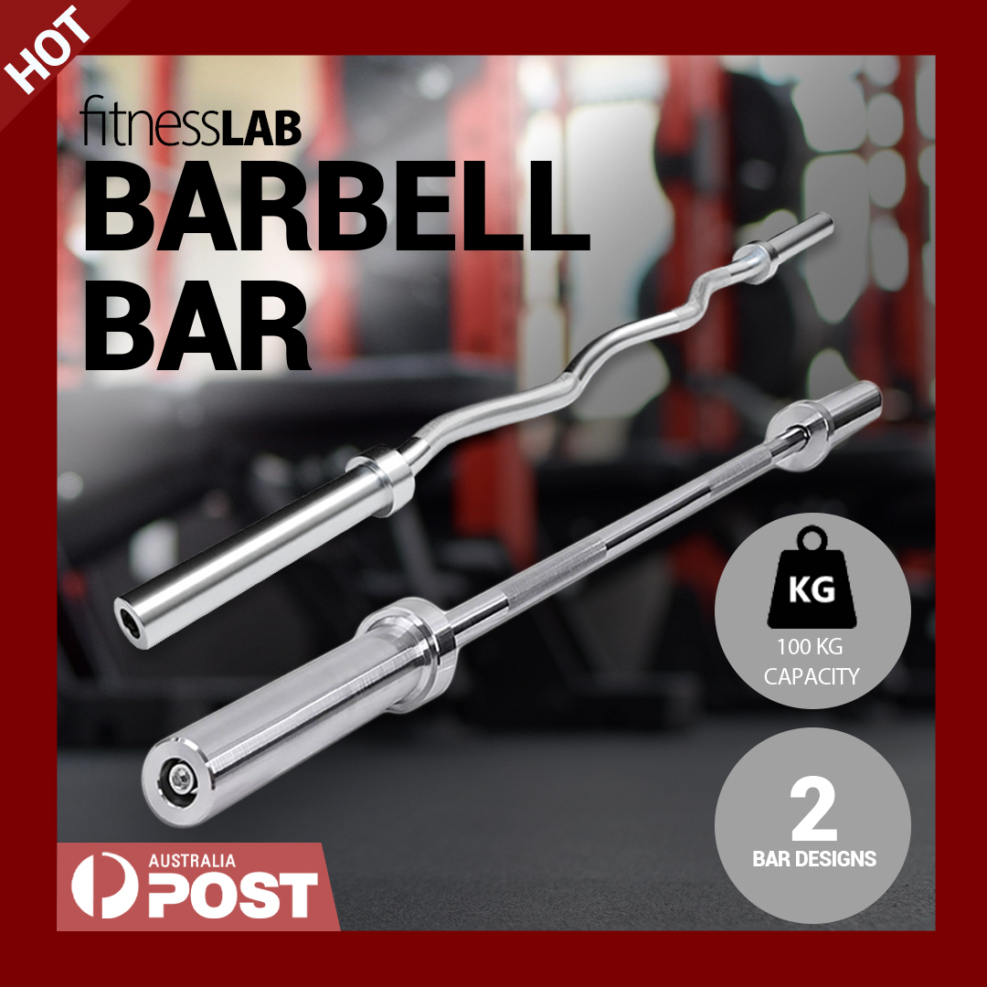 FitnessLab 120cm Barbell Bar Set Weightlifting Workout Home Gym Exercise Fitness