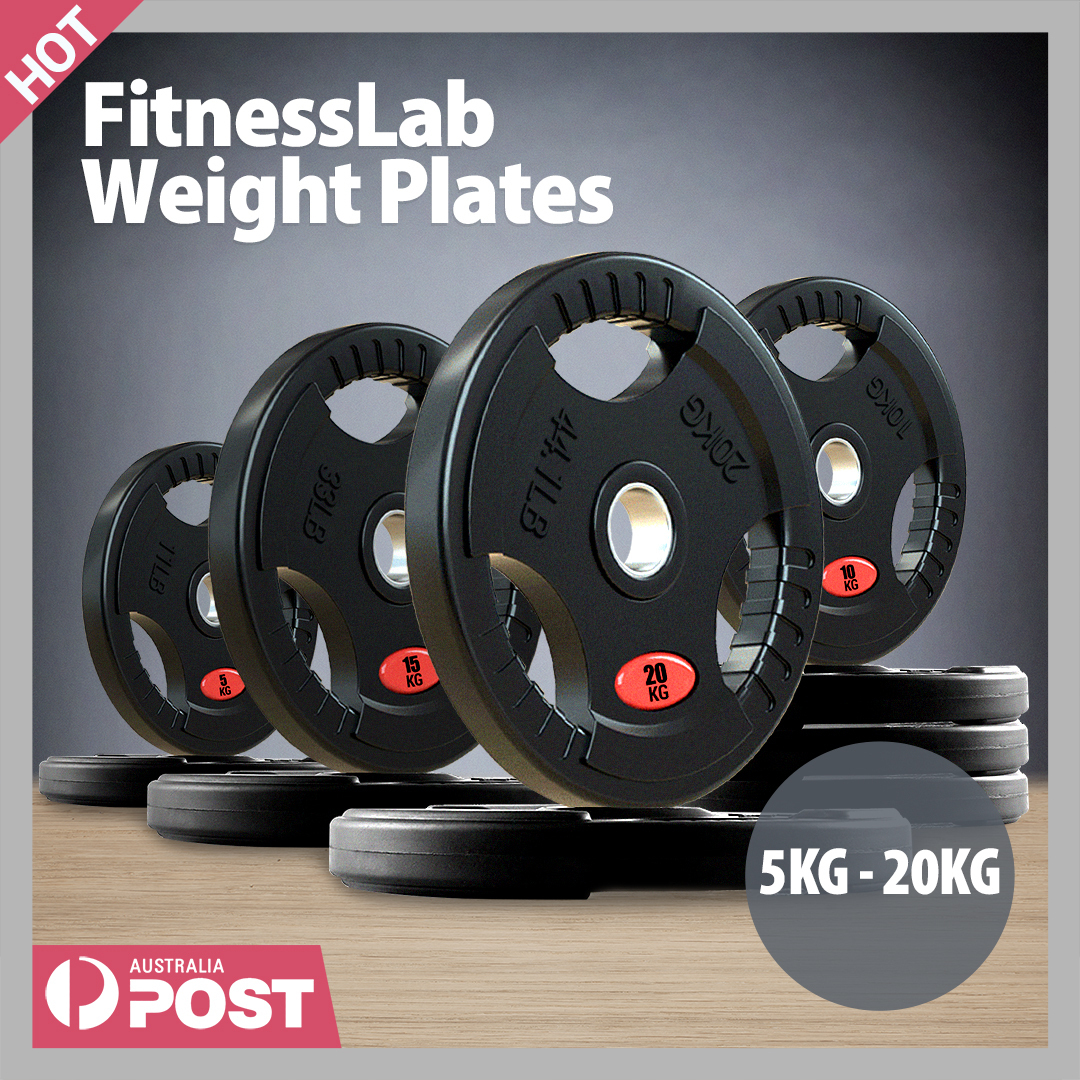 FitnessLab Rubber Olympic Weight Plates Lifting Bumper Fitness Home Gym Crossfit