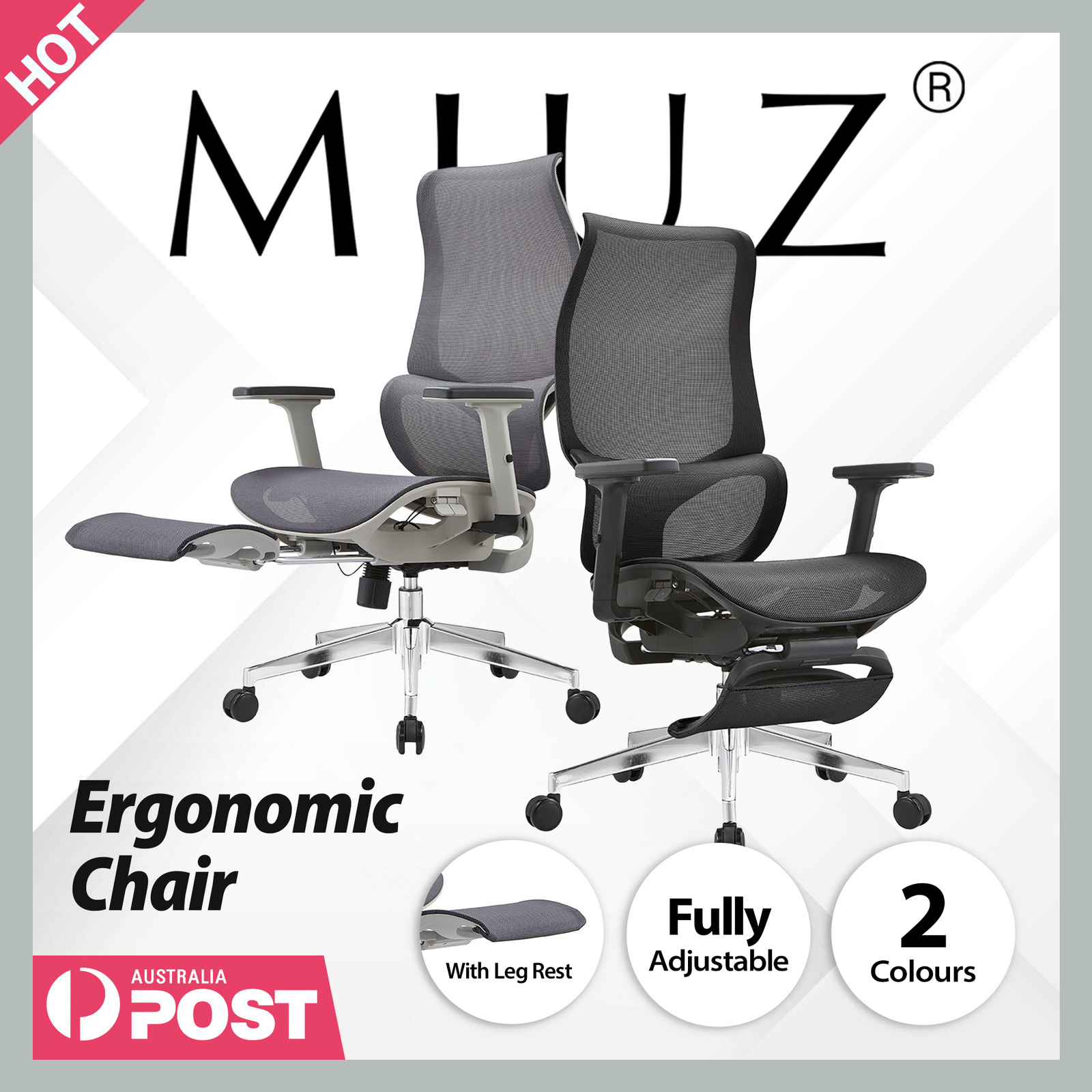 MIUZ Gaming Office Chair Mesh Office Chairs Executive Footrest Computer Seat