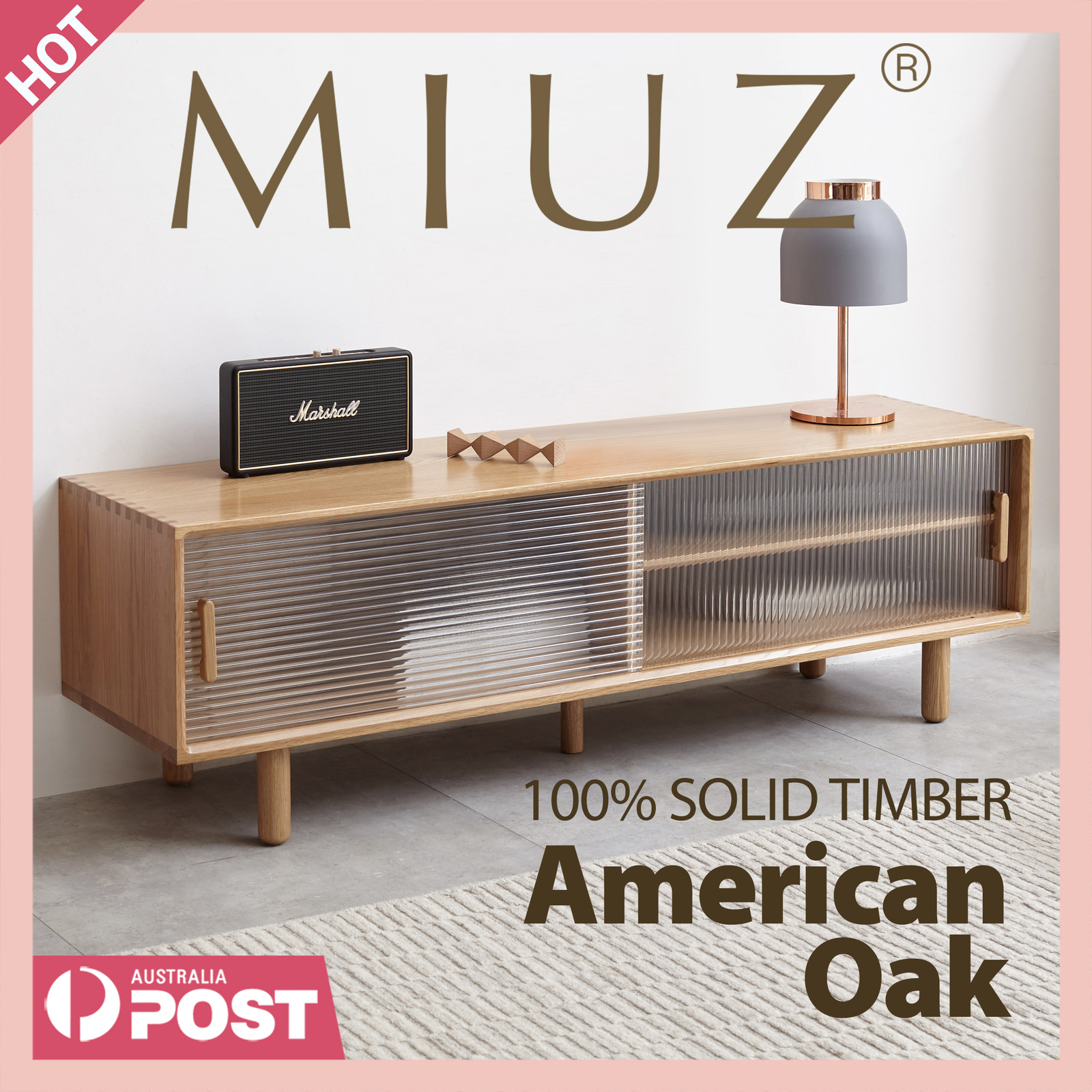MIUZ TV Cabinet Entertainment Unit Stand Lowline Storage Wooden Organiser Shelf